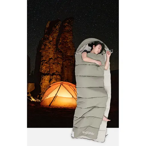 Спальный мешок с капюшоном с обычным мешком для хранения Naturehike M300 CNK2350WS023, зеленый, левый - фото 9