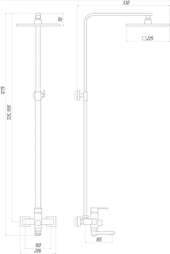 Душова система Globus Lux DS0026, Хром - фото 5