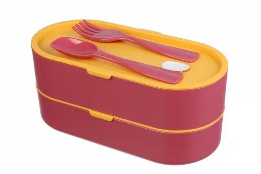 Ланч-бокс эко на 2 яруса с приборами Laprida 28 Красный 900 мл (64-668) - фото 3