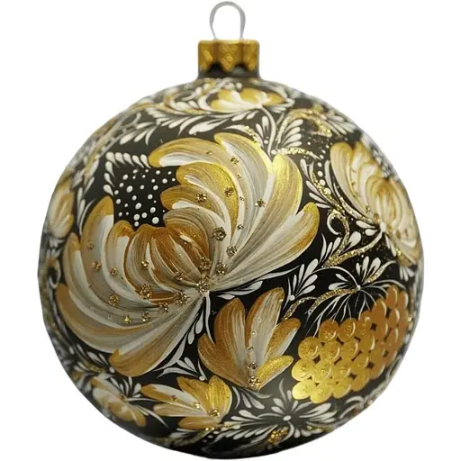 Ялинкова прикраса Санта Шоп Петриківка Золота квітка скло (4820001112269)