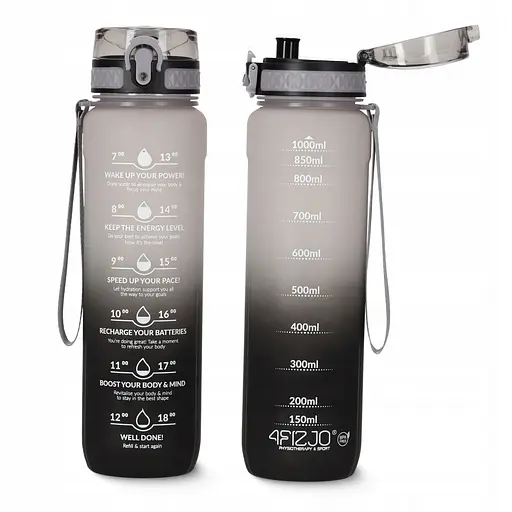 Пляшка для води 4FIZJO спортивна 1000 мл 4FJ0632 Grey/Black (P-5905973400756) - фото 6