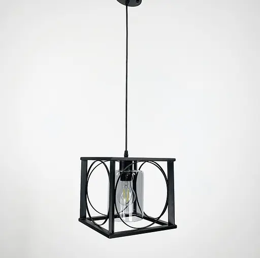 Підвісний світильник в металевому чорному каркасі Line.F Колір плафона Графітовий - фото 1