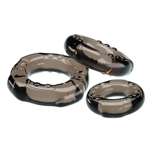 Набор эрекционных колец Baile Cock ring Yvonne Set 3 шт. чёрный - фото 5