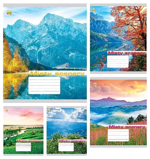 Зошити учнівські 24 аркуша лінія Тверда ТЕ42307 Природа, 20 шт. в упаковці