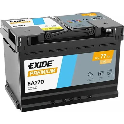 Автомобильный аккумулятор Exide Premium Carbon Boost 2.0 EA770 (-/+) 6СТ-77Ah АзЭ 760A (EN) - фото 1