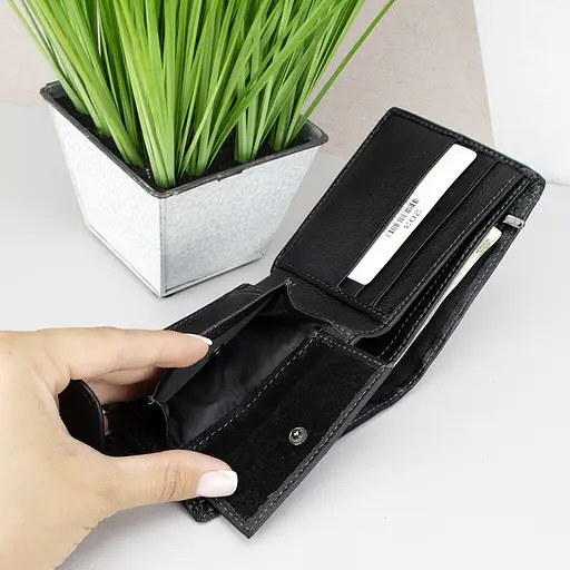 Кошелек мужской кожаный Ricco Grande 203 черный на кнопке - фото 5