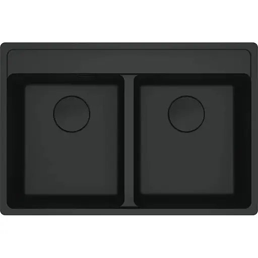 Кухонна мийка Franke Maris, фраграніт, прямокутник, без крил, 760х510х200мм, чаша - 2, врізна, MRG 620 TL, чорний матовий