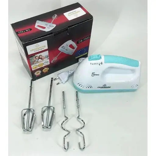 Ручний міксер Crownberg CB-7323 кухонний з насадками 5 швидкостей для замішування крутого тіста 300 Вт - фото 3