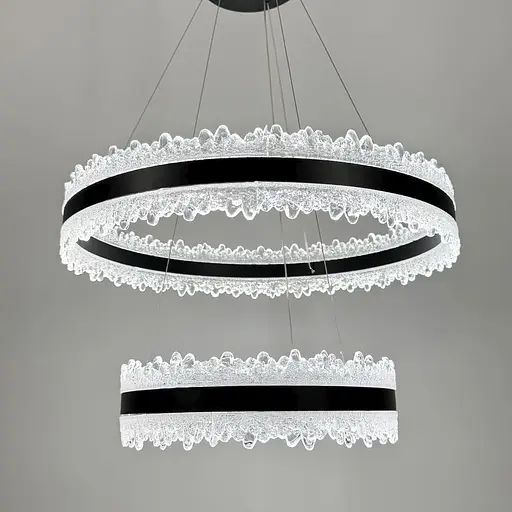 Волшебная подвесная люстра в черном корпусе с двумя кольцами Ø 60+40 см | Ст. MJ304-600+400 BK | Line F - фото 6