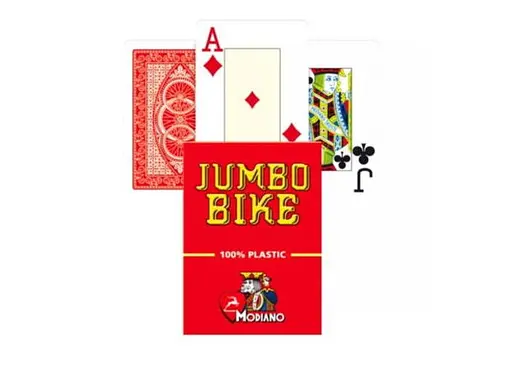Карти гральні Modiano Bike Trophy 100% Plastic Jumbo Index (red) (00578) - фото 2