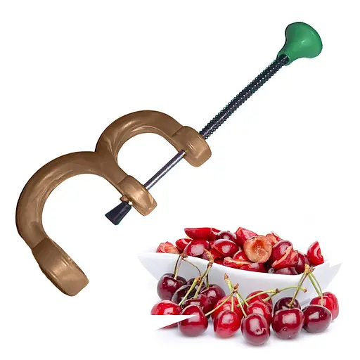 Прибор для удаления косточек выдавливатель косточки (нержавеющая сталь, пластик), Kitchen Master Коричневый 86604 - фото 2