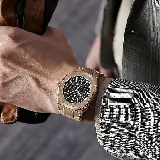 Годинник SAPPHERO Чоловічий кварцовий годинник Срібний браслет з нержавіючої сталі 100 м Водонепроникний календар дат Чорний - фото 4