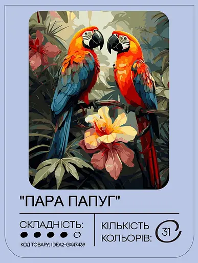 Набор для росписи "Пара попугаев" 40*50 см, IDEA2-GX47439, ТМ "99IDEAS" - фото 2