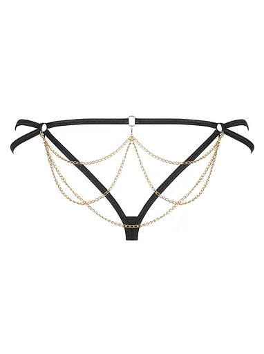 Стрінги з сексуальними ланцюжками Obsessive Pantheria L/XL чорний - фото 8