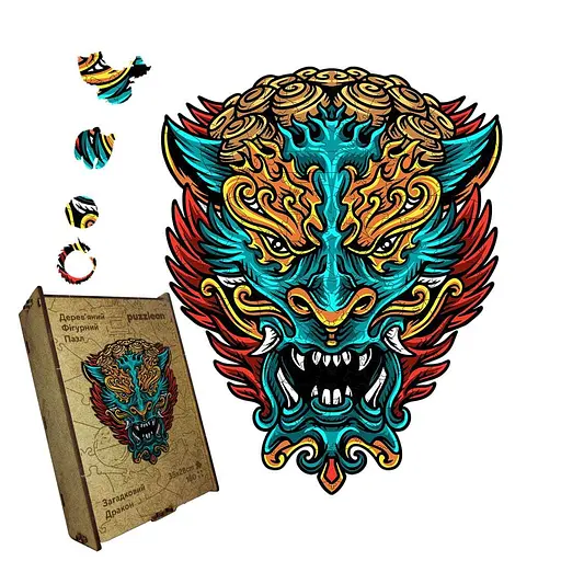 Пазл деревяний Загадковий Дракон, А5, Картонна коробка 35 елементів