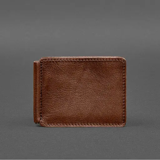 Кожаное портмоне 13.0 зажим светло-коричневый краст - фото 10