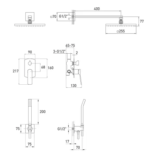 Душова система прихованого монтажу Volle Solo SET20220113 - фото 2