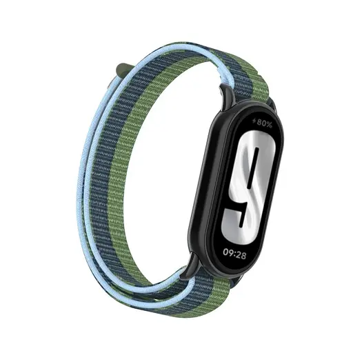 Ремінець Amazfeel для фітнес-браслета Mi Band 8 та 9 нейлоновий зелений та синій - фото 2