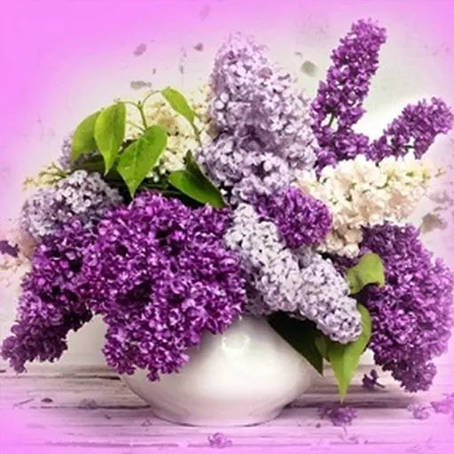 Картина Алмазна мозаїка зі стразами на підрамнику на підрамнику Бузок 30 * 30 см квіти - фото 1