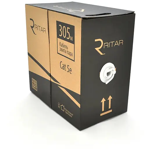 Кабель КВП UTP (4*2*0.5) 4p 24 AWG, Ritar, (CCA), для внутр. робіт, 100м, White, BOX Q4