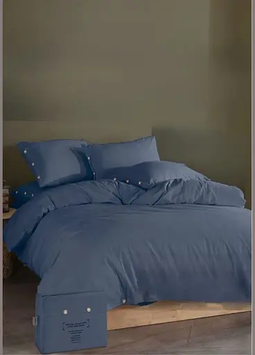 Комплект постельного белья SARRA Двухспальный с простыней на резинке 160х200+30 см Lacivert ранфорс TC303375983