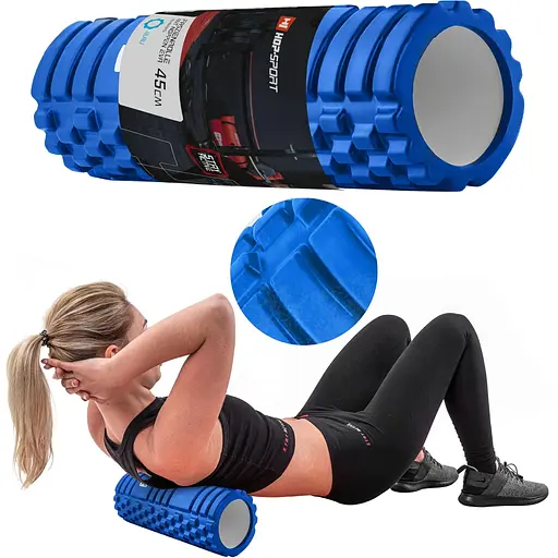 Роллер массажер (валик, ролик) Hop-Sport EVA 45см синий - фото 5