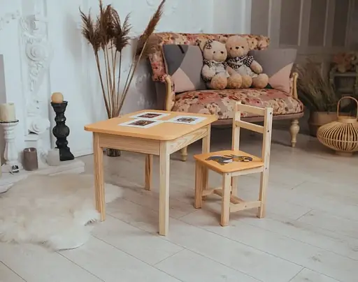 Дитячий письмовий столик та стільчик (з ящиком) для малювання та навчання (Зайчик) - фото 10