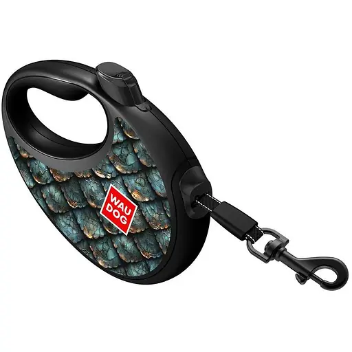 Поводок-рулетка для собак Waudog R-leash с контейнером для пакетов, рисунок "Луска", светоотражающая лента, M - фото 5