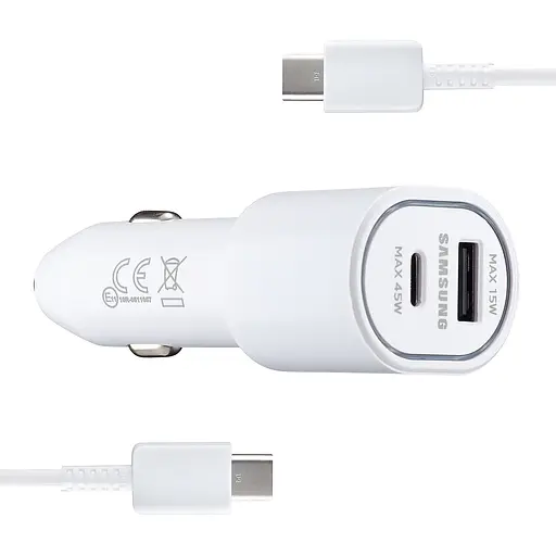 Автомобильное зарядное устройство для Samsung Dual Port Car Charger USB + Type-C Port 45W High c0py Белый - фото 1