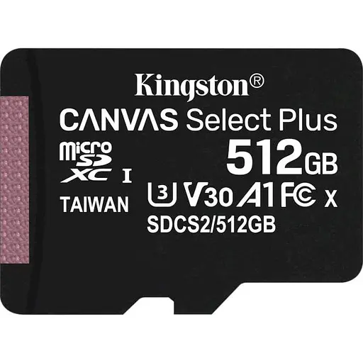 Карта пам'яті Kingston 512GB micSDXC Canvas Select Plus 100R A1 C10 Single Pack (SDCS2/512GBSP) - фото 1
