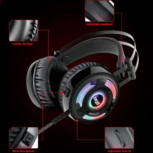 Дротова ігрова гарнітура iPega Gaming with RGB LED PG-R008, 3.5mm, Noice Reduction, 2.2m, black - фото 9