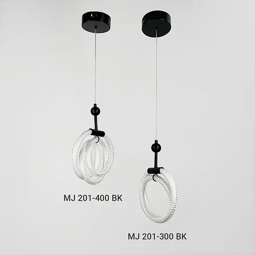 Чорний підвіс із трьома завитками обплетеного неону 33 Вт | Арт. MJ 201-400 BK | Line F - фото 5