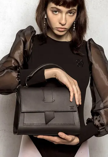 Жіноча шкіряна сумка Ester чорна - фото 2