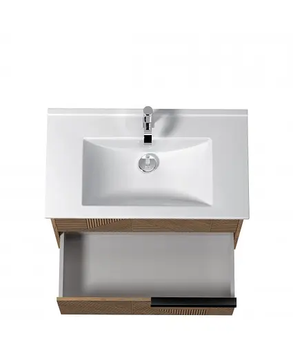 Тумба Мойдодир Cubic 80-A з умивальником Su-80 дуб обпалений - фото 6