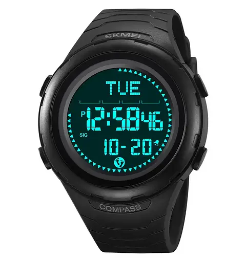 Часы мужские наручные спортивные Skmei 2166 Compass с компасом и шагомером (Черный) - фото 3