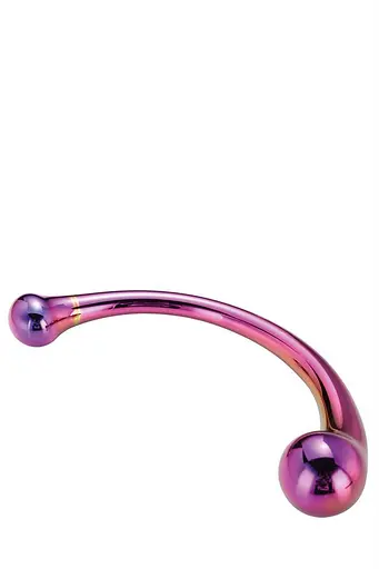 Двосторонній фалоімітатор Glamour Glass Curved Wand 17 см мульті - фото 3