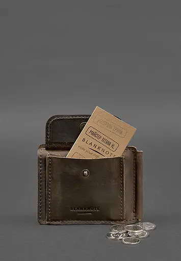 Кожаный портмоне 13.0 зажим темно-коричневый Crazy Horse - фото 8