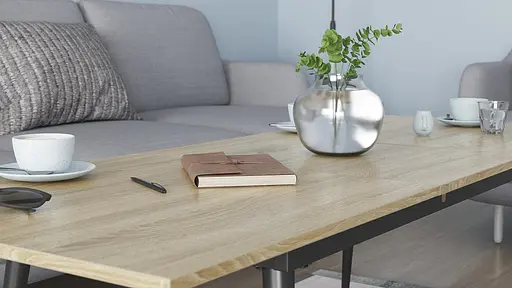 Стіл журнальний трансформер Dandi Small Ferrum-decor 45x120(160)x60 Чорний метал ДСП Дуб Сонома 16 мм (FRD-106788) - фото 2