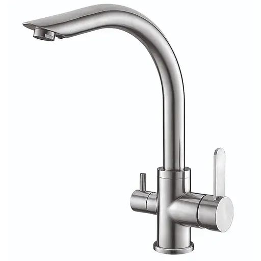 Змішувач для кухні на дві води Koer KI-72019-02 KR4796 Нержавіюча сталь - фото 1