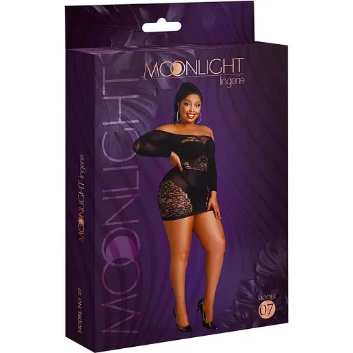 Сукня-бодістокінг Moonlight Plus Model 07 XL-XXXL Black, довгий рукав - фото 5