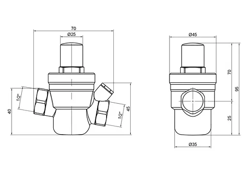 Редуктор тиску води Thermo Alliance Standart 1/2" ВВ, мембранний, отвір під манометр SD194 - фото 5