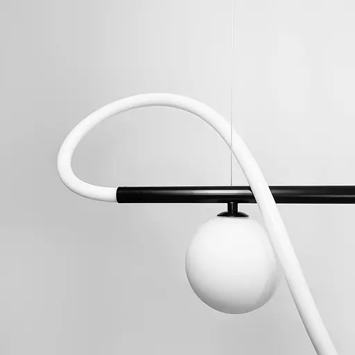 Удлиненная люстра с 4 плафонами и неоном длиной 180 см | Ст. Y 906-1800 BK | Line F - фото 2