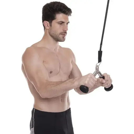 Ручка для тяги York Fitness V-подібна на трицепс з гумовими рукоятками, хром - фото 7