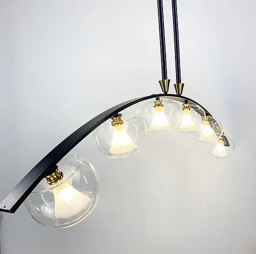 Дизайнерська люстра у вигнутому каркасі чорного кольору Line.F ZL 1708/6 - фото 2