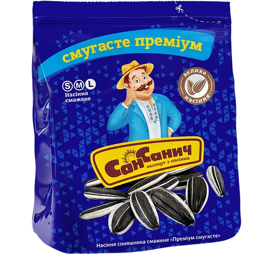 Набір насіння соняшника Сан Санич Преміум: смугасте смажене + смугасте смажене солоне 190 г (2 шт. х 95 г) - фото 3