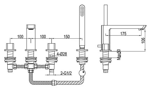 Смеситель на борт ванны Kohlman Foxal chrome QB240F Хром - фото 2
