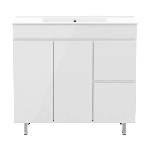 Тумба з умивальником RJ Fly 90 см з кошиком для білизни RJ84900 Білий - фото 2