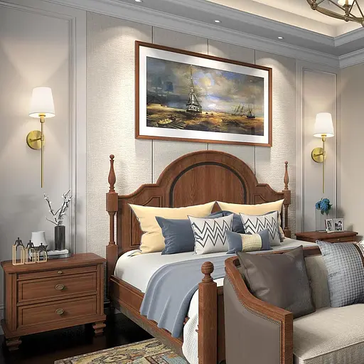 Настінні світильники Tipace із латуні з білою тканиною, 2 шт. Сучасні настінні бра для внутрішнього настінного кріплення - фото 4