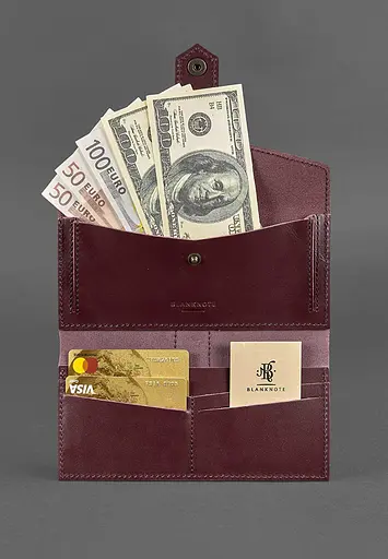 Шкіряне жіноче портмоне 3.0 бордове Krast - фото 3