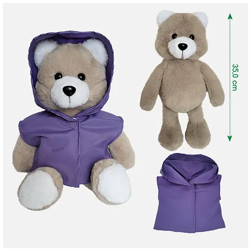 М'яконабивна іграшка пухнастий Ведмедик МС 080501-04 у фіолетовому плащі 35 см - фото 2